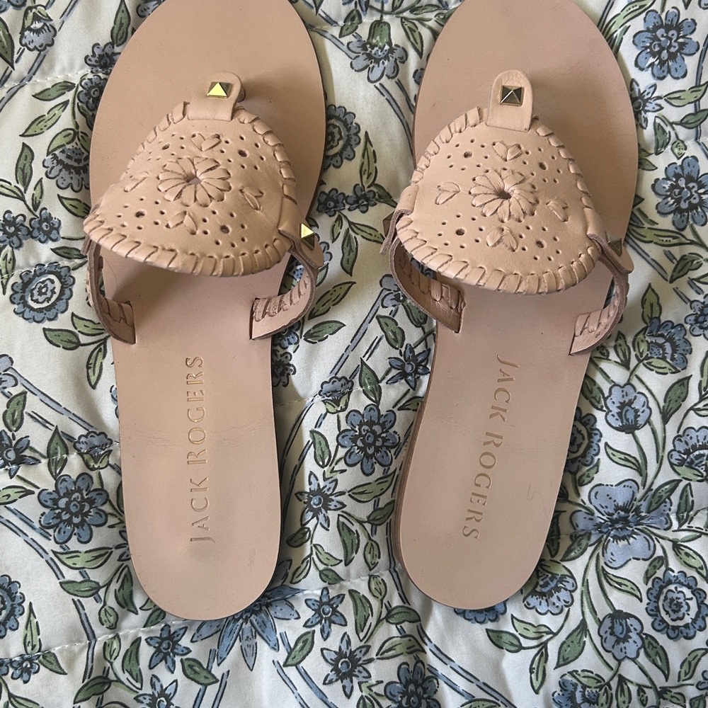 Jack Rogers pale pink Sandals with Intricate Cutout Design